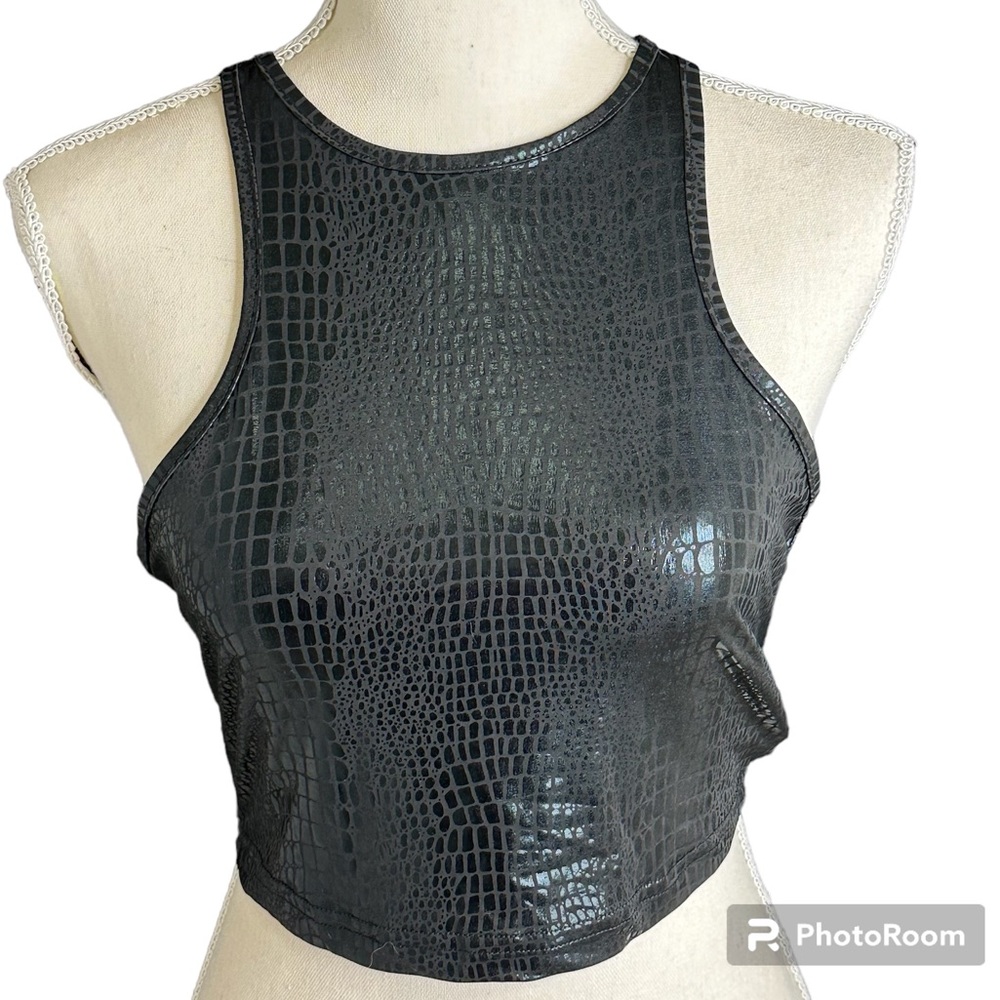 Reptile texture halter crop top
